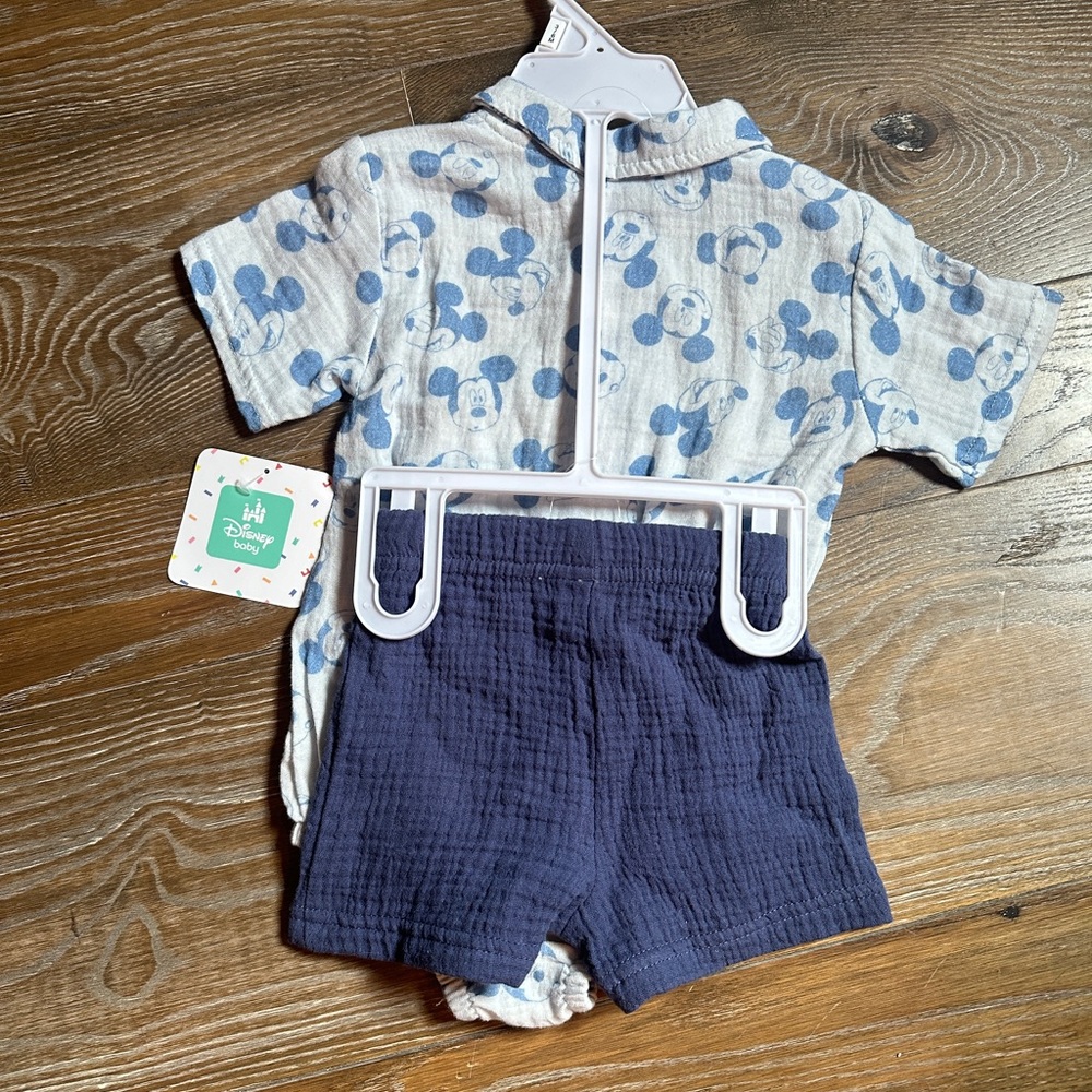 🩵⭐️Blue and White Mickey Mouse Baby Romper Set